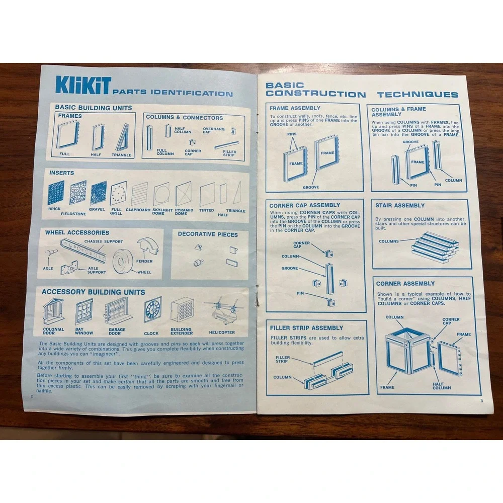 Ideal KliKit Basic Build n‎ Play Set Building Toy Vintage 1960s